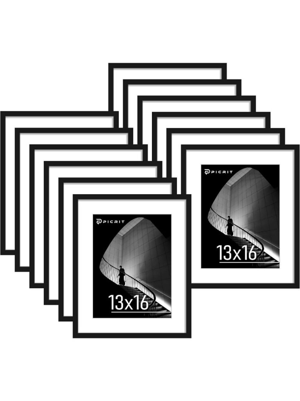 Set of 12 Modern Black 13x16 Picture Frames for Gallery Wall Decor